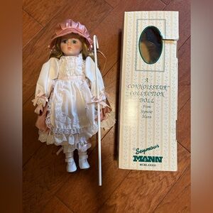 Vintage 1989 Seymour Mann Porcelain Doll with Pink Dress